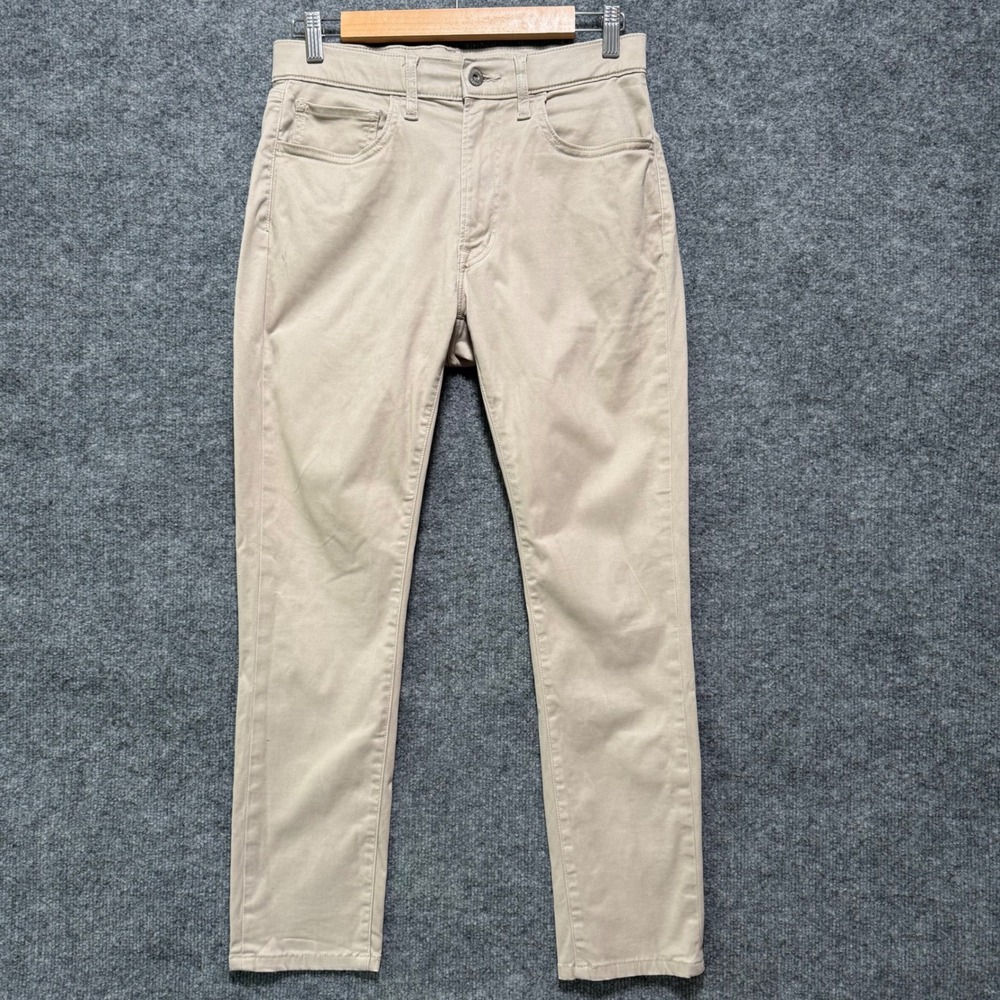 Uniqlo Ultra Stretch Skinny Khaki Pants Mens Size S 27-30 Beige Tapered